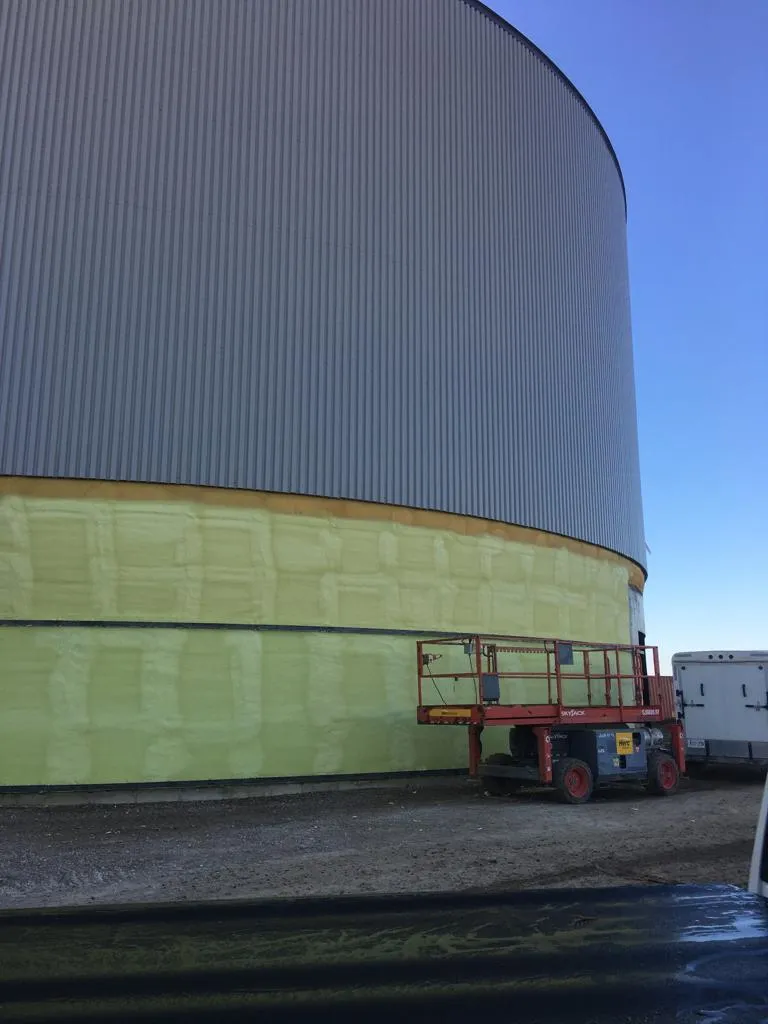 Greenhouse Thermal Storage Tank — closed-cell spray foam project in Leamington, ON